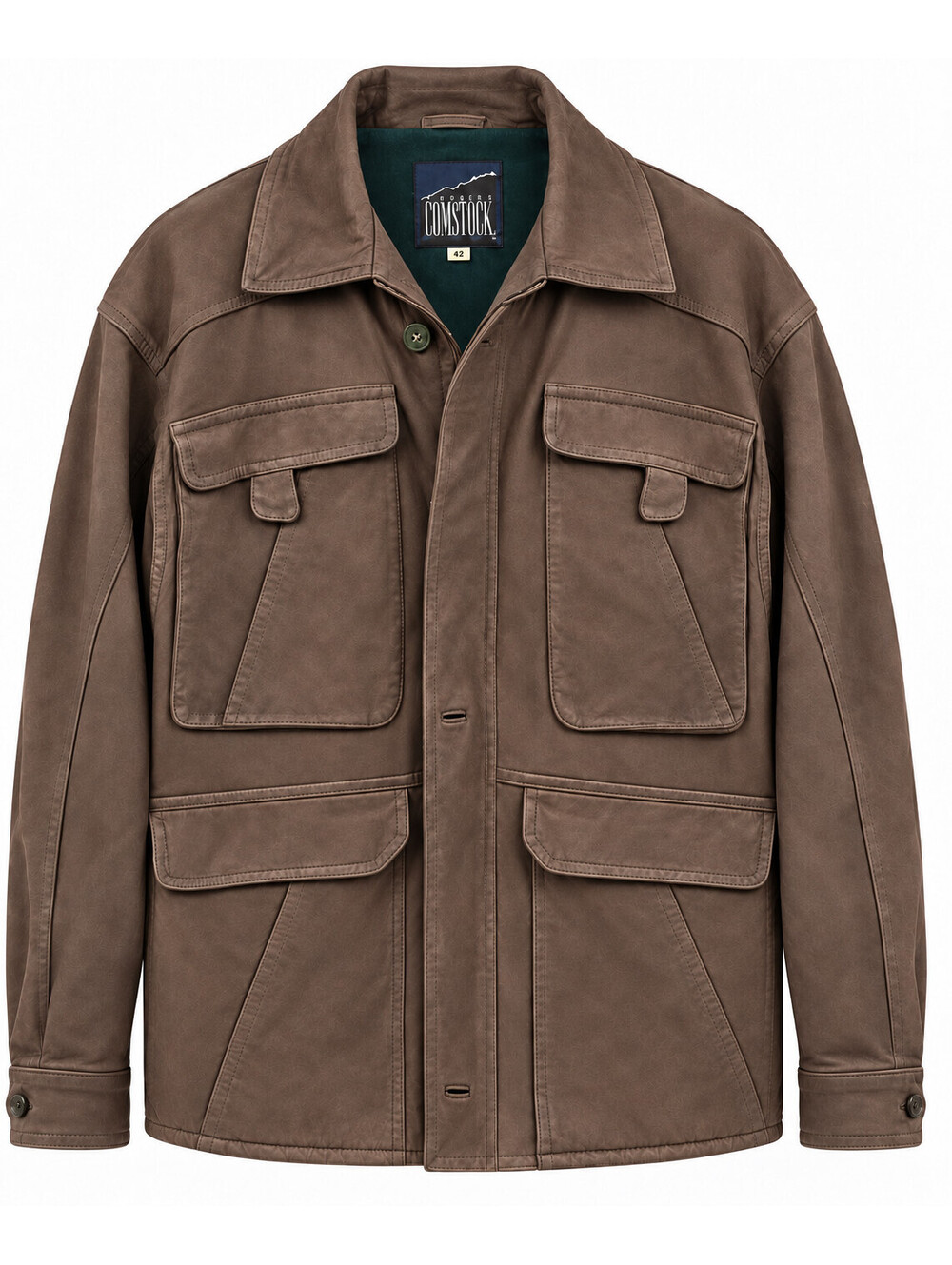 Vintage Robert Comstock Mens 42 Brown Suede Leather Utility Winter Field Jacket